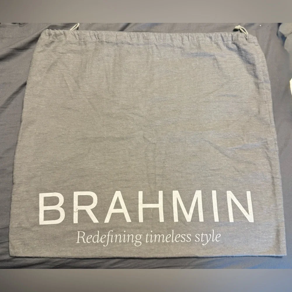 Brahmin Cream and Brown Croc-Embossed Leather Shoulder Bag